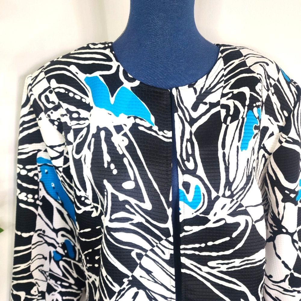 Maggie Barnes Abstract Design Open Front Blazer J… - image 2